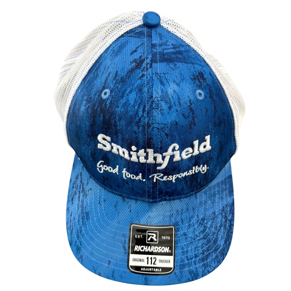 Richardson 112 Smithfield Foods Trucker Hat Blue Realtree Fishing Camo Snapback